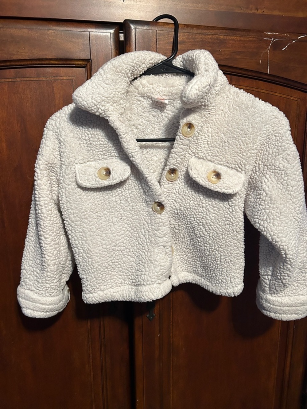 Wonder Nation Cream Sherpa Button-Up Jacket for Kids
